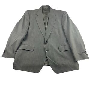 LaCrosse Men's Blazer Size 46R Jacket Wool Gray Striped 2 Button Made In USA